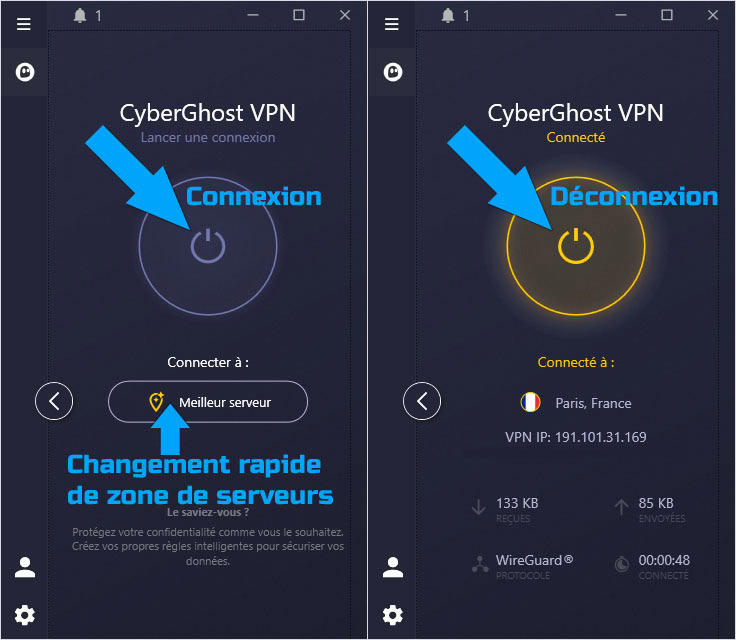 Se connecter à un serveur VPN avec CyberGhost