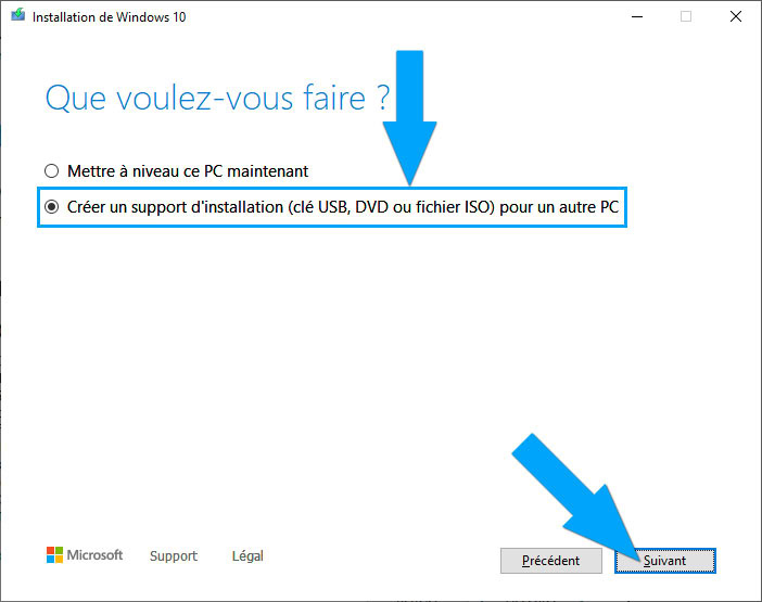Créer un support d'installation de Windows 10 sur clé USB bootable